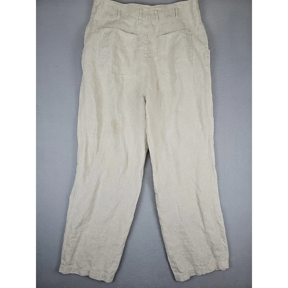VTG Banana Republic 100% Linen Wide Leg High Waist Pants Size 12 31x28 Beige Y2K